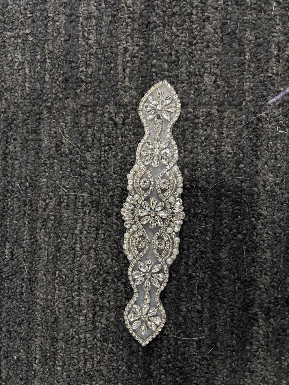 Crystal Rhinestone Silver Hair Applique Barrette